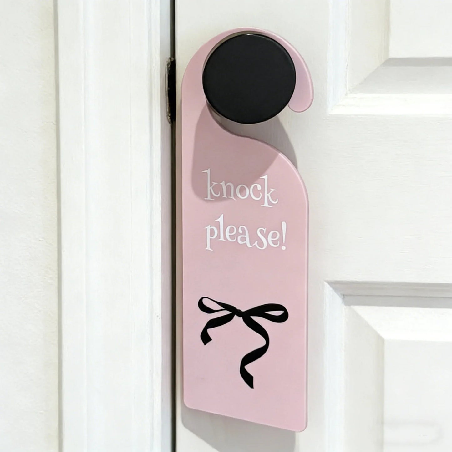 1pc Pink Bow Acrylic Hanging Sign with "Please Knock" Design,Durable Indoor/Outdoor Door Decor for Girls' Room, University Dorms