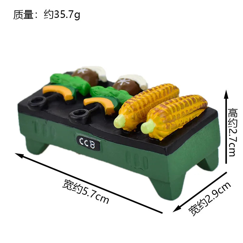 ZAKKA Ornaments Night Market Girl Barbecue Stand Scene Decoration Shooting Props Miniature Resin Cat Birthday Gift Collection