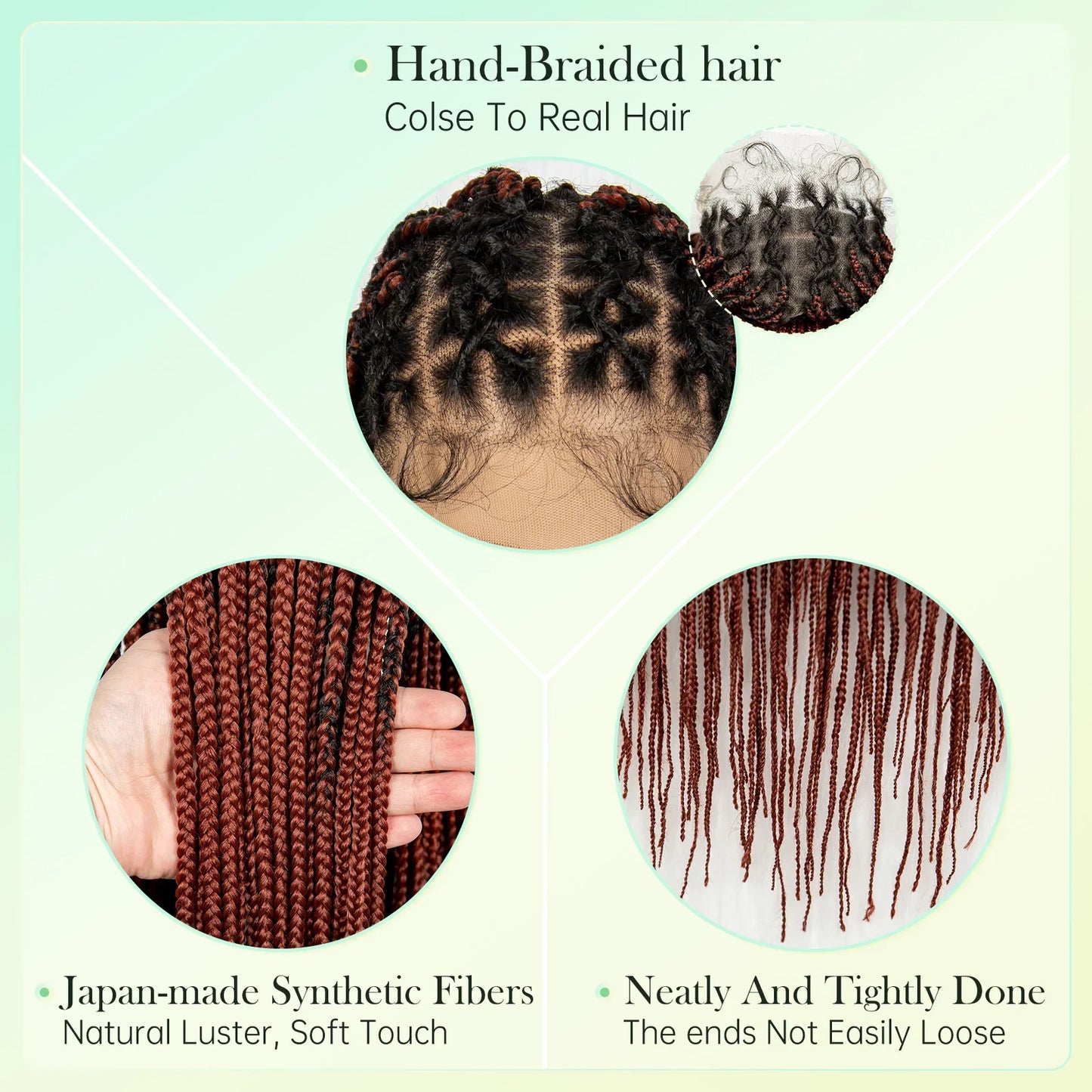 KIMA Box Braided Wig Synthetic Full Lace Braided Wig Cornrow Braids Wig With Baby Hair Transparent Lace Knotless Faux Locs Wig