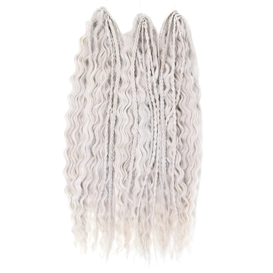 24" Water Wave Crochet Hair | Ombre Blonde Brown | Curly Twist Braids | Synthetic Braiding Hair Extensions | 60 Strands