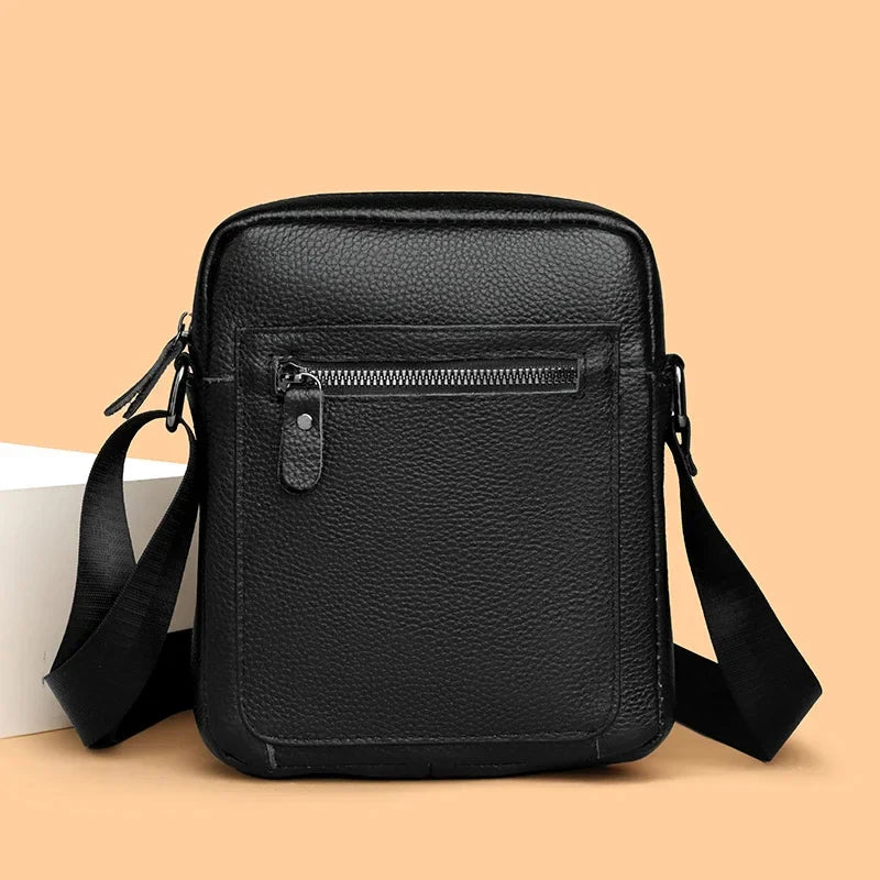 High Quality Genuine Leather Men's Shoulder Bag | Cow Leather Casual Daily Use Crossbody Purse & Handbag (Soft, Solid Color)
