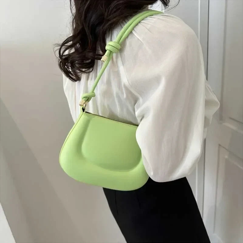 Soft PU Leather Ladies Crossbody Bag | Women's Purple Underarm Bag & Retro Solid Color Handbag (Fashion Design Girl Small Shoulder Bag)