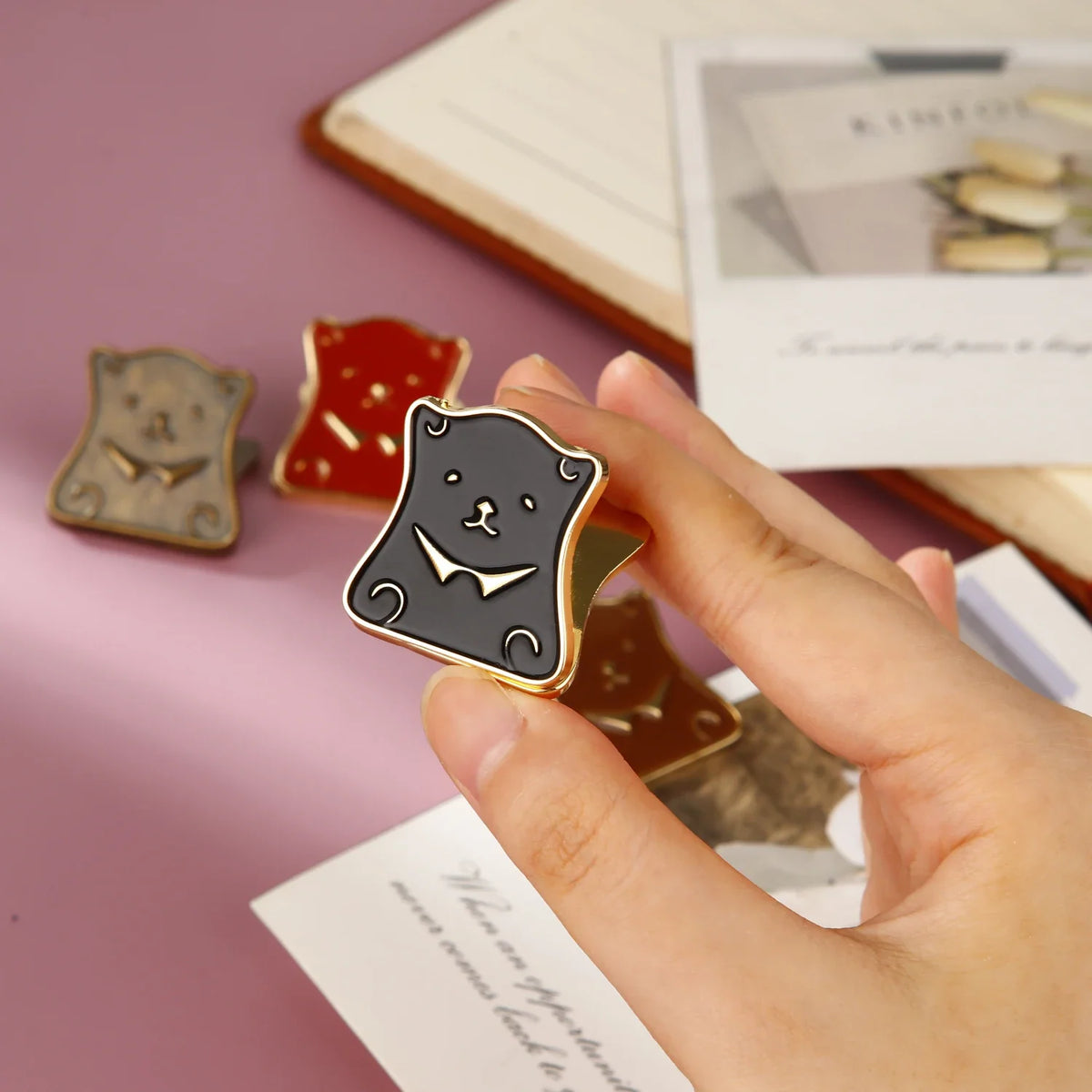 Metal Cartoon Bear Binder Clips Bill Binder Clip Foldback Notes Letter File Paper Clip Binding Securing Clip Office Stationery