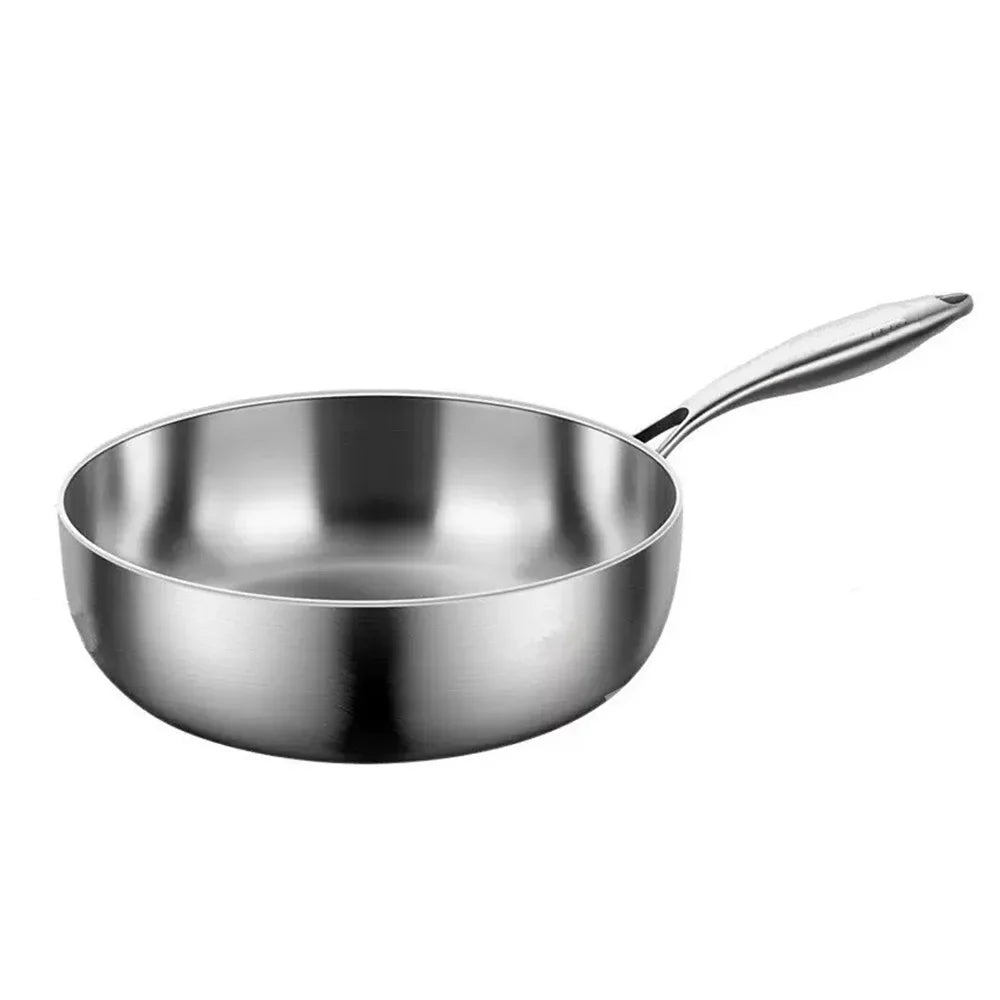 316 Stainless Steel Frying Pan Deepened Wok Uncoated NonStick Skillets Gas Stove Induction Cooker Universal Pan Kitchen Cookware
