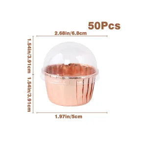 50pcs Transparent Cake Box Container Transparent Cupcake Dome Pastry Baking Packaging Boxes Wedding Party Supplies Gifts Decor