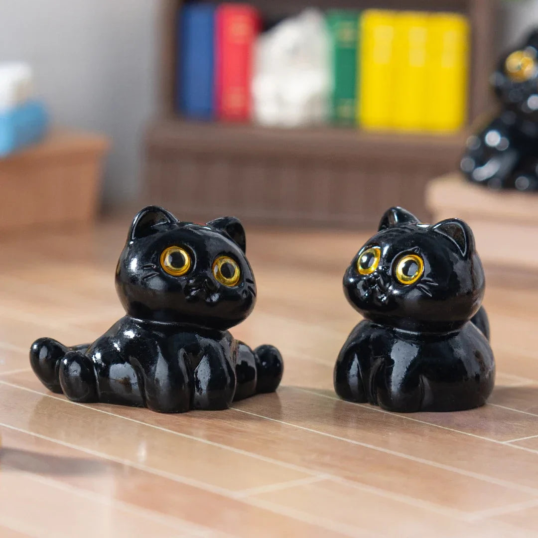5-15Pcs Black Cat Ornament Mini Figurines Miniature Resin Cute Kitten Micro Landscape Crafts Small Ornaments Desktop Decoration