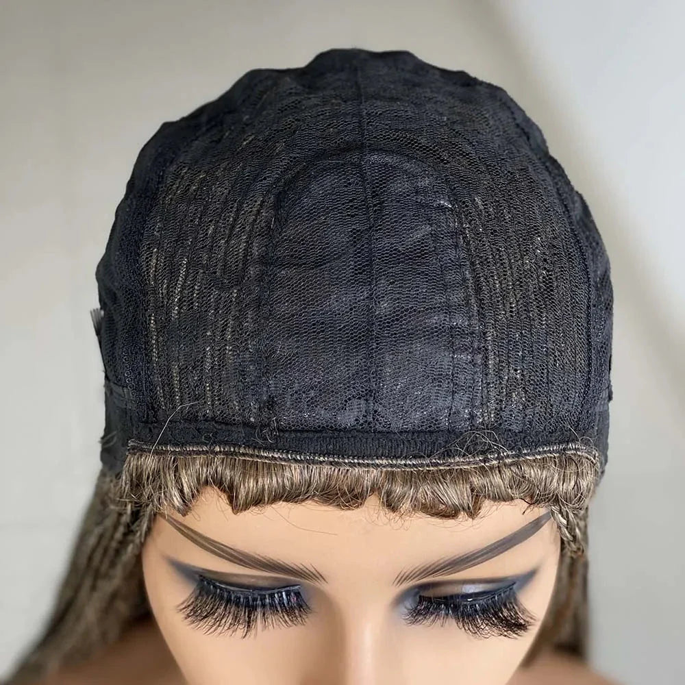 Ombre Box Braided Wig | Fake Scalp | 26"+ Long Straight Braids | Synthetic Braiding Hair | Cosplay & Daily Use