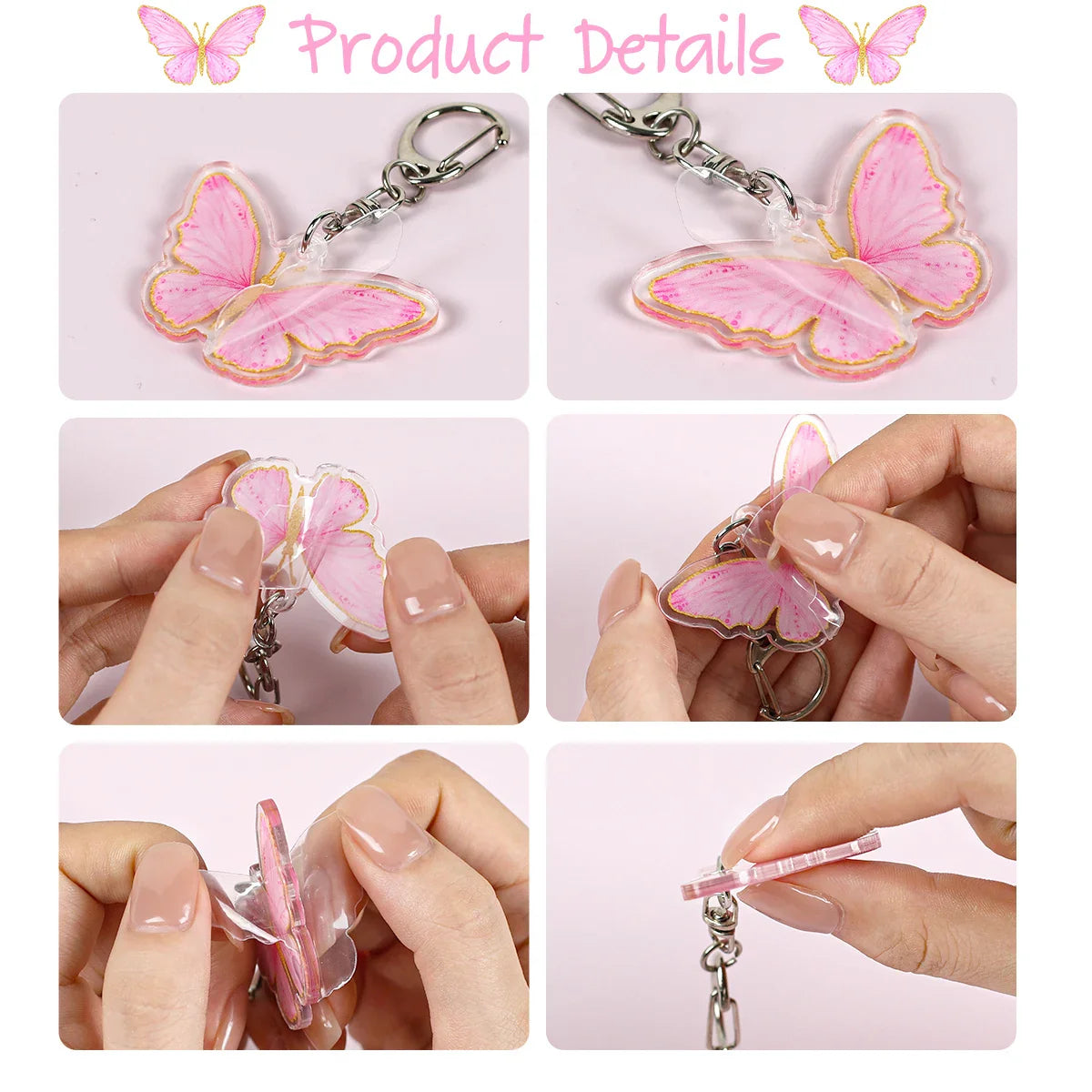 6pcs Butterfly Keychain Backpack Decoration 1st First Birthday Party Decorations Kids Girl Butterfly Decoration Baby Shower