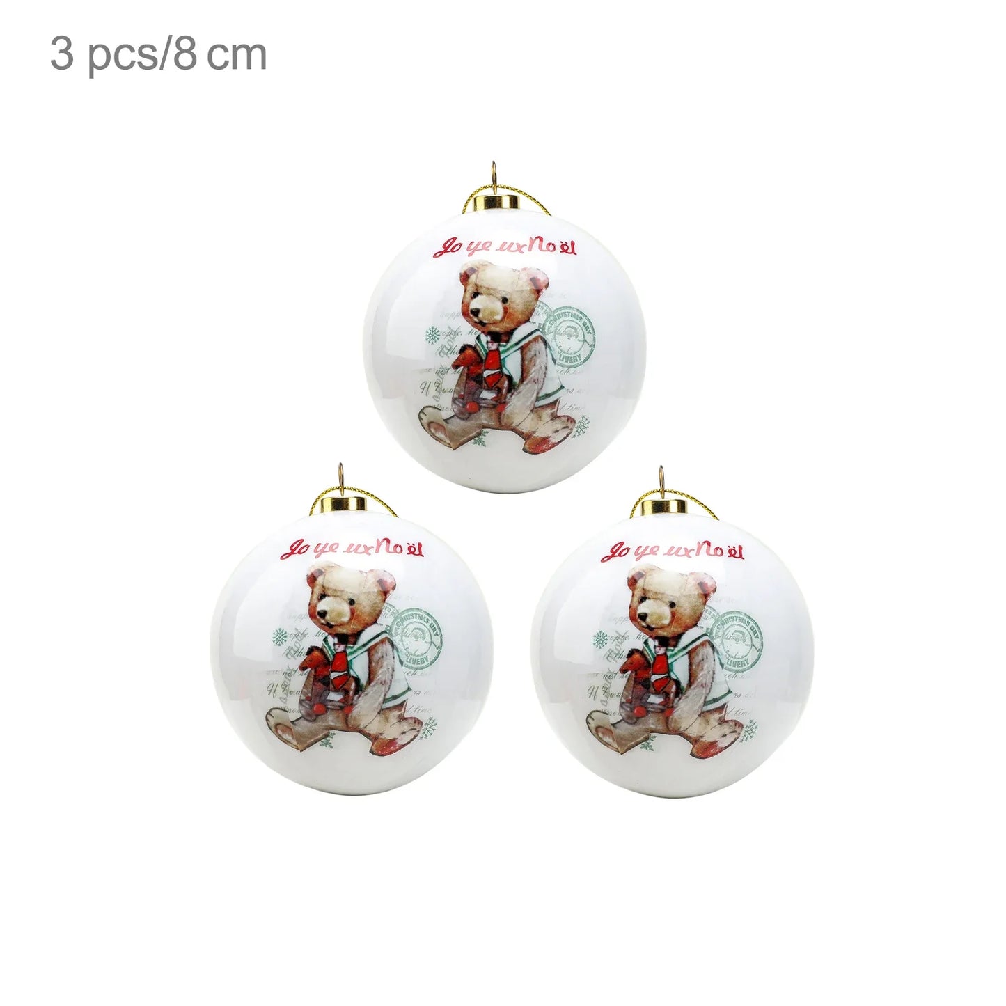 3pcs 8cm Christmas Balls Original Gifts Christmas Decoration 2024 Christmas Tree Decorations Gift Decoration Pendants Baubles