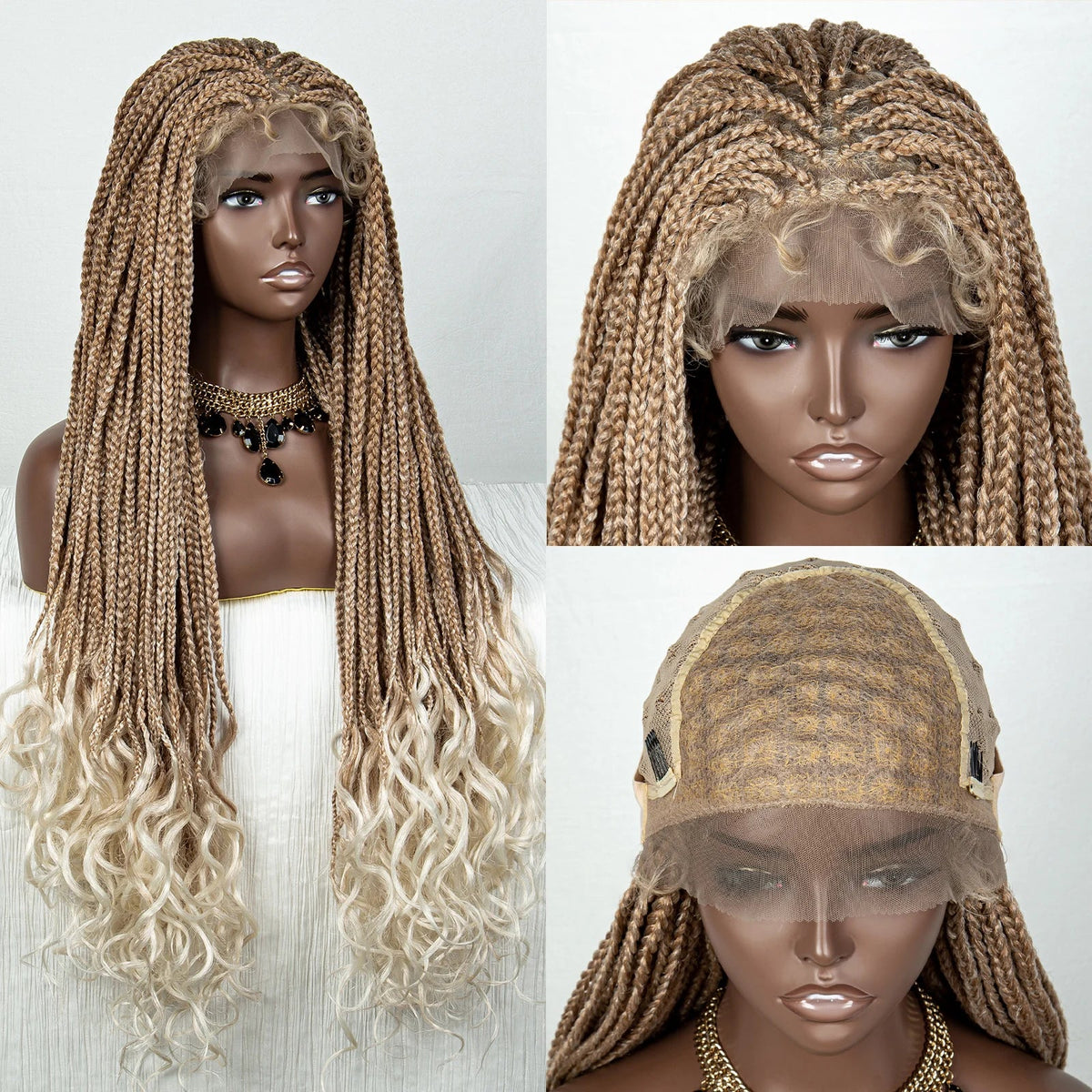 36" 613 Blonde Braided Wig | Lace Front | Baby Hair | Colored Braids