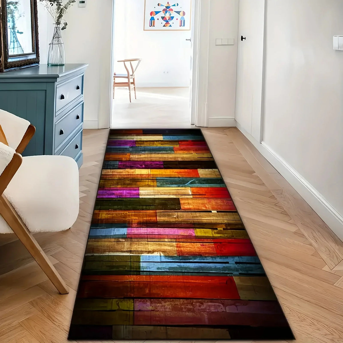 VIKAMA Rich Color Carpet Rainbow Floor Mat Long Carpet Runner Rug Kitchen Rug Living Room Bedroom Carpet Bedside Blanket Home De