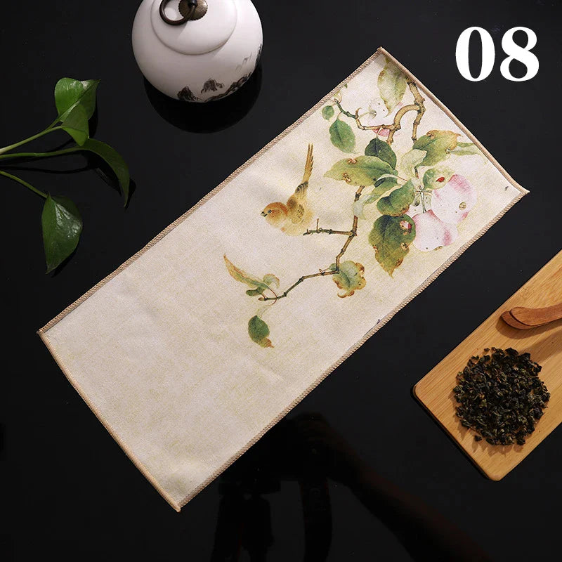 1pc Chinese Painted Thick Tea Towel Super Absorbent Table Mats Suede Professional Rag Tea Mat Napkin High-end Tea Accessories