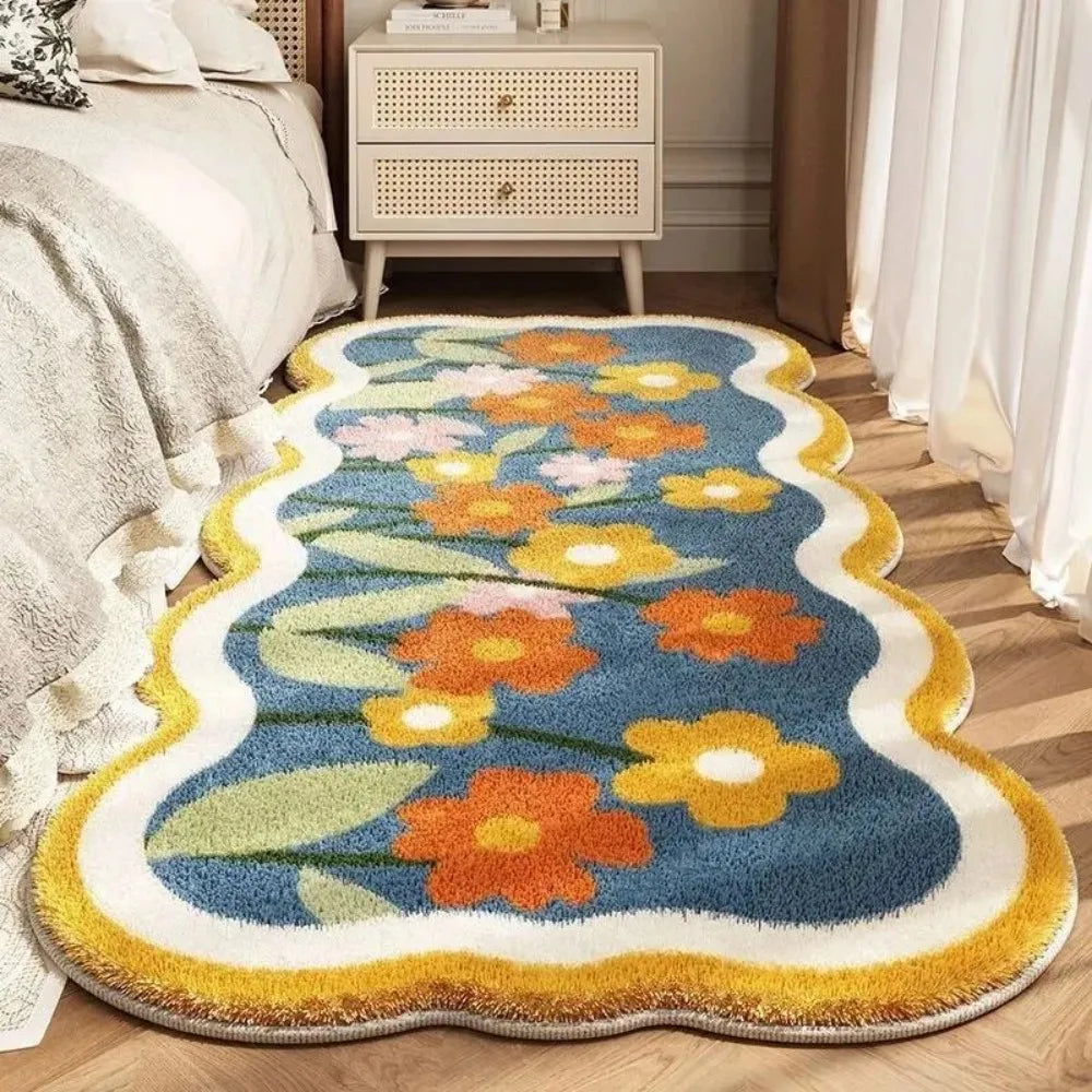 VIKAMA Faux Cashmere Rug, Thickened Absorbent Stain-Resistant Non-Slip Mat for Bedside and Home Use