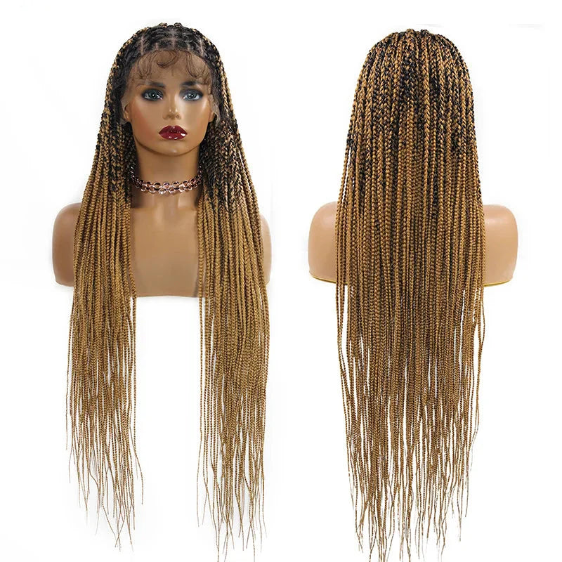 Product Title: Criss Cross Knotless Box Braids Full Lace Wig | Baby Hair | Synthetic Cornrows | Braided Lace Front Wig