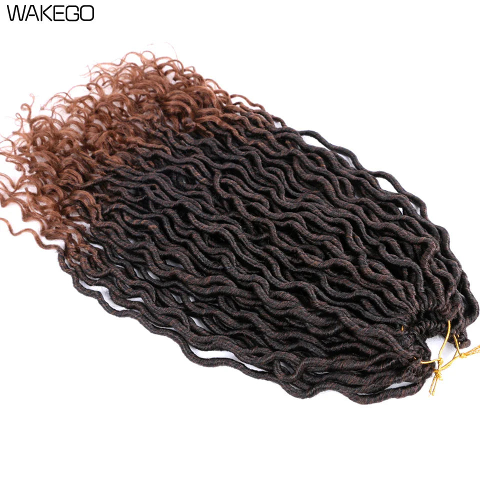 Goddess Faux Locs Crochet Hair | 18" Soft Curly Braids | Ombre Dreadlocks Extensions | 24 Strands/Pack