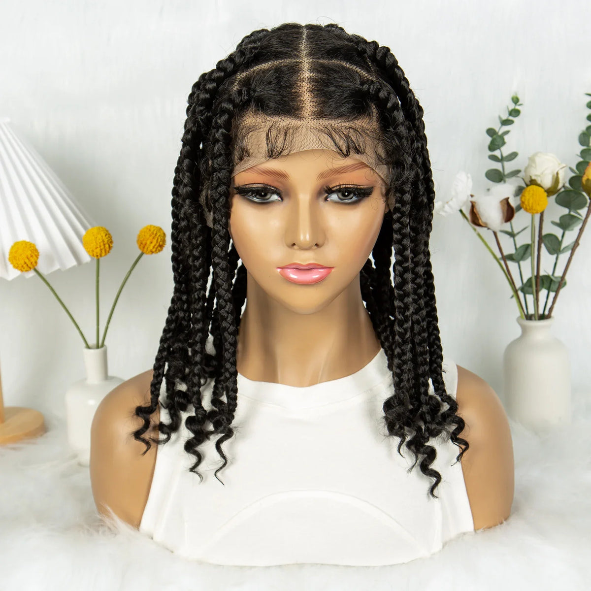 KIMA 14" Square Box Braided HD Full Lace Wig with Baby Hair