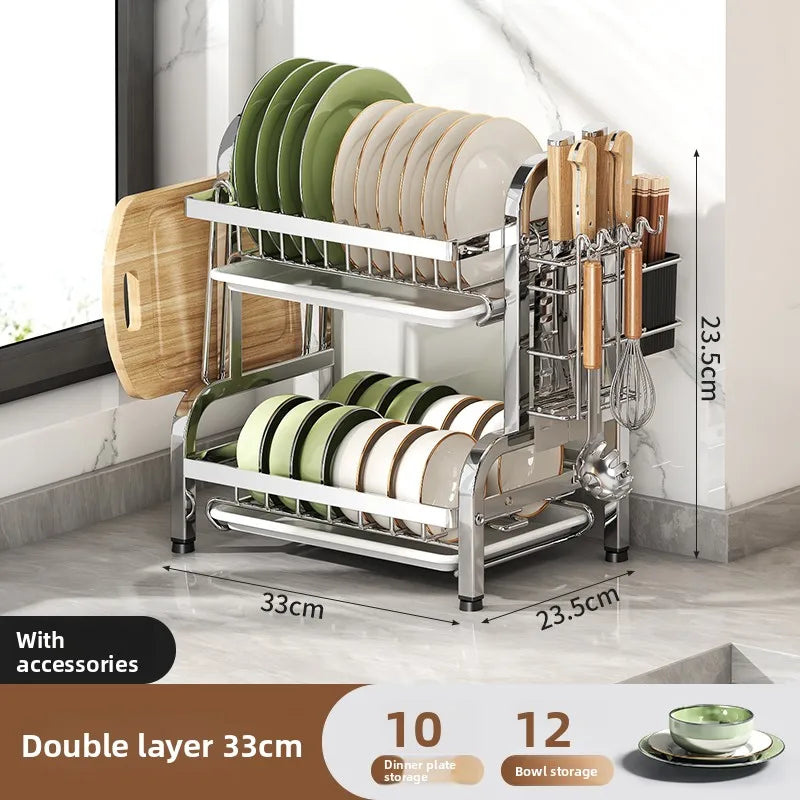 stainless steel Dish Dryer Rack,Compact Kitchen Dish Rack,Screeper Set,Large Rust Proof Dish Screeper With Utensils Holder