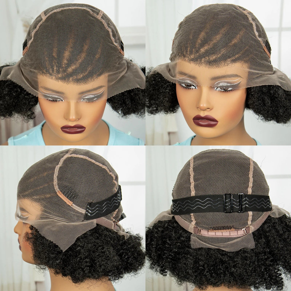 Short Natural Afro Kinky Curly Cornrow Braids Wig | Full Lace | Baby Hair