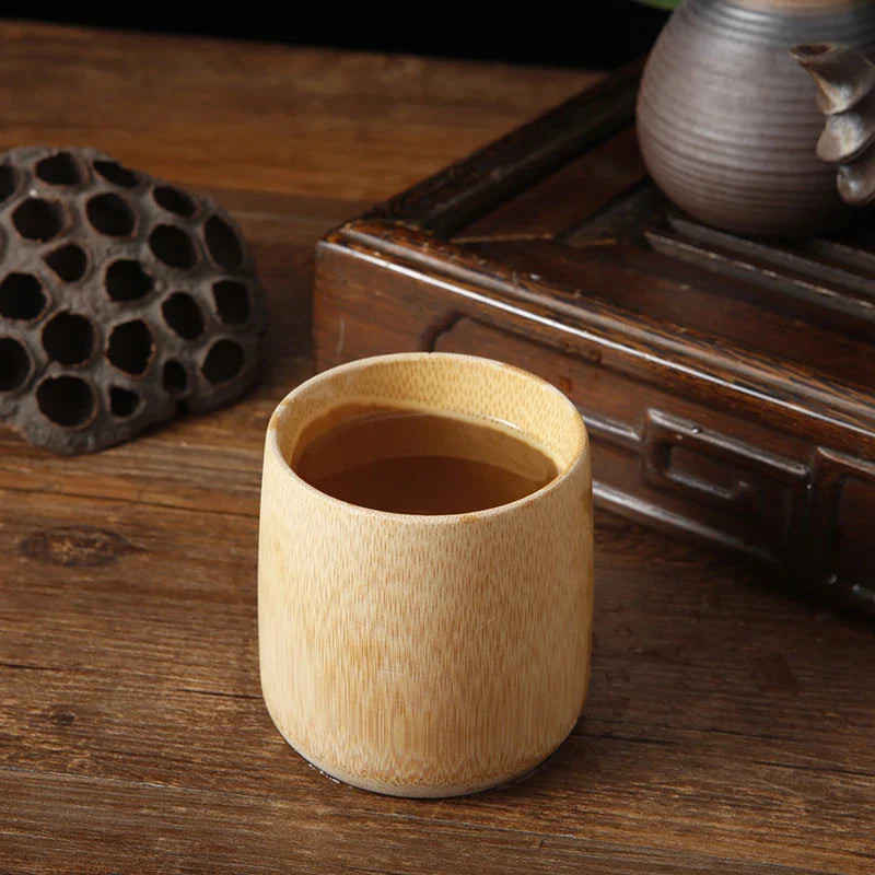 1PCS Japanese Sake Cup Natural Bamboo Teacups Chinese Wooden Water Cup for Tea Wine Coffee Juice Drinking Mug Handmade
