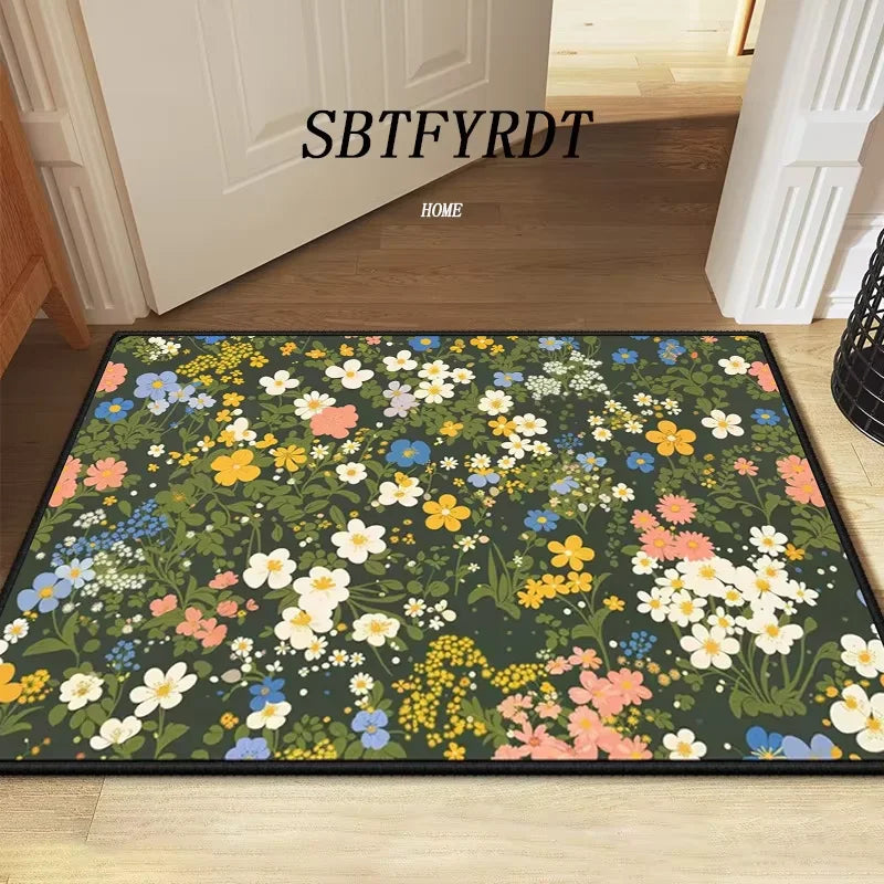 VIKAMA Beautiful Flower Mat Door Mat Outdoor Carpet Welcome Mat Soft Living Room Carpet Rug For Bedroom Soft Home Decoration