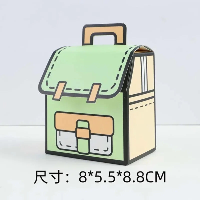 5PCS Creative Gifts Packaging Bags Cartoon School Bag Shape Candy Snack Self-lock Bags for Kids Birthday Party Decors Gifts