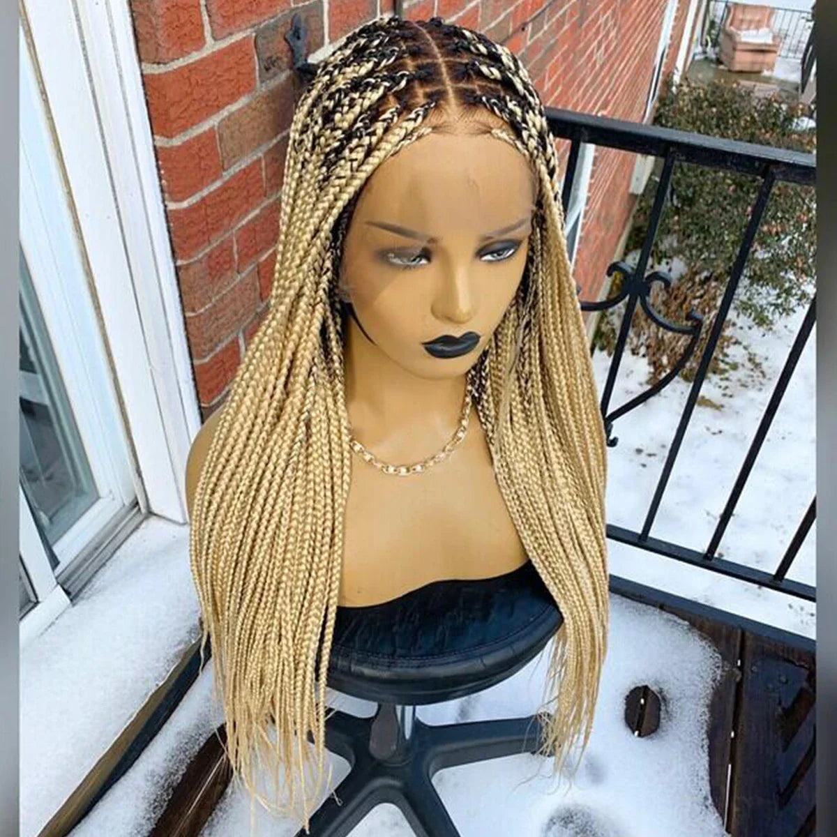 Ombre Blonde Knotless Box Braided Wig | Full Lace Braids Wig | Senegalese Twist, Passion Twist, Faux Locs Styles Available | Kanekalon Hair