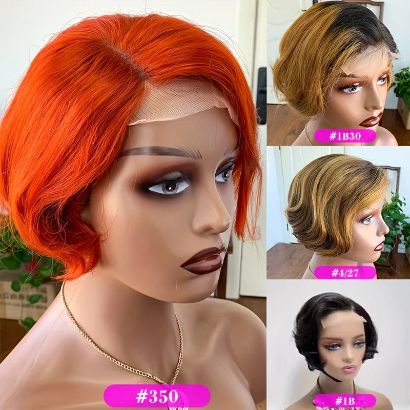 Pixie Cut Bob Human Hair Wig | 180% Density 4x4 HD Lace Closure | Pre-Plucked & Multi-Color Options