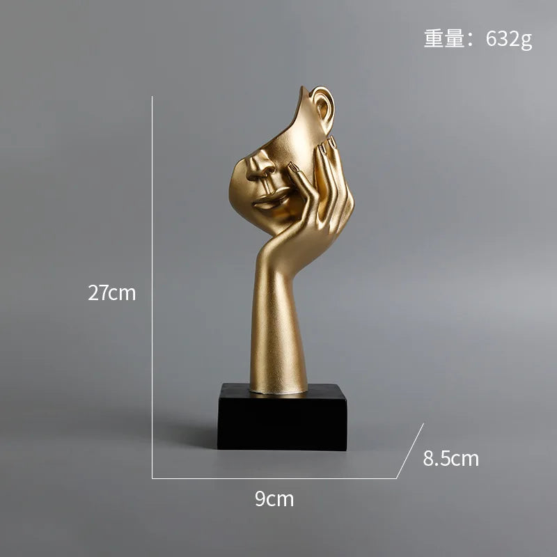 27cm bstract Face Sculpture Resin Thinker Figurines for Desktop Office Desk Living Room Table Collection Figurine Decoration