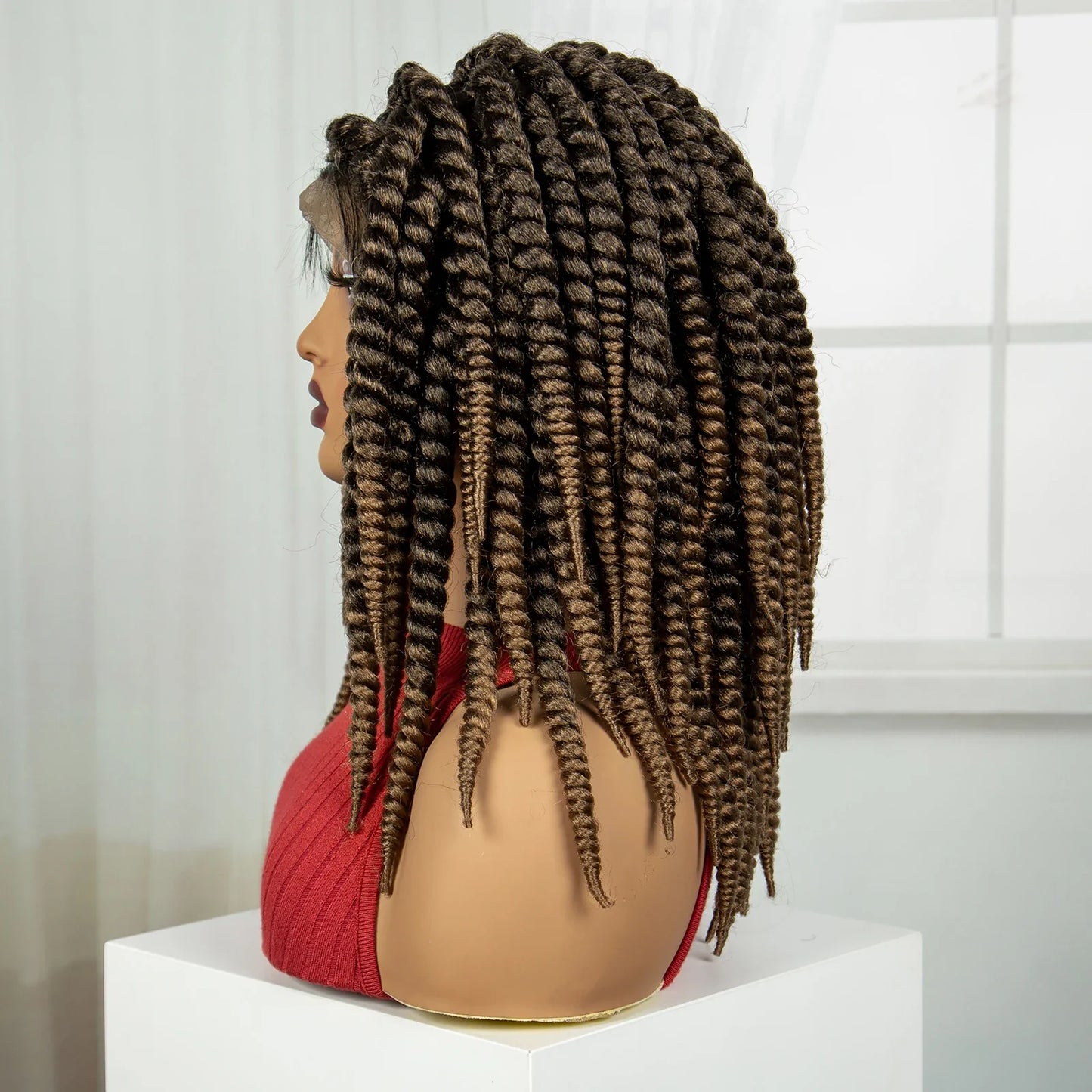 16" Twist Knotless Braids Wig | HD Full Lace | Baby Hair | Natural Look