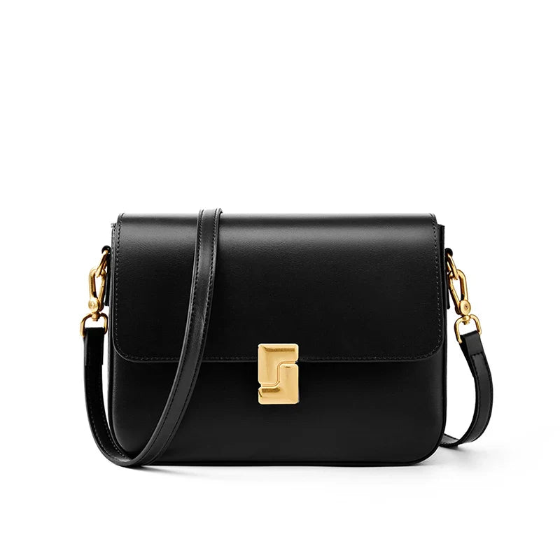 New Fashion Women's Genuine Leather Small Square Bag | Versatile Commuting Crossbody Shoulder Handbag