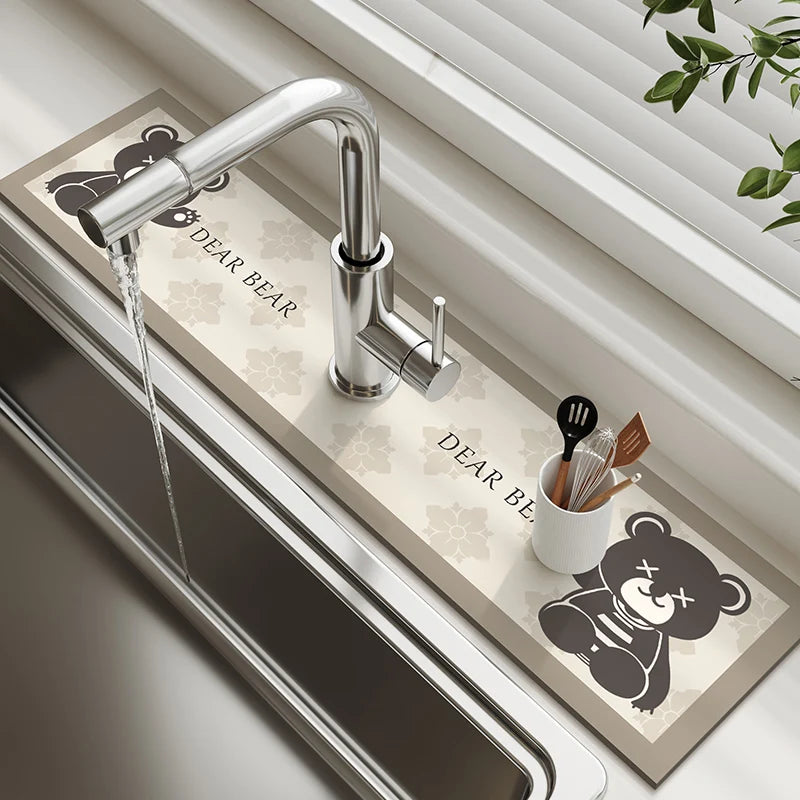Sink Faucet Mat Kitchen Mat Drainage Mat Absorbent Table Mat Diatom Mud Bathroom Non-Slip Mat Waterproof Countertop Protection
