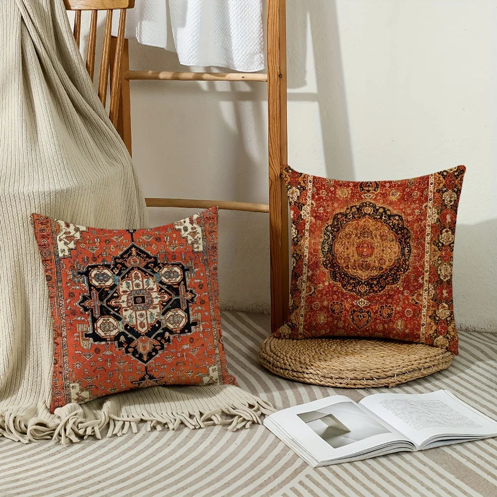 VIKAMA Bohemian Retro Pillow Case, Nordic Ethnic Accent Pillow Cover, Washable, Zippered Closure, Sofa And Bedroom Home Decor