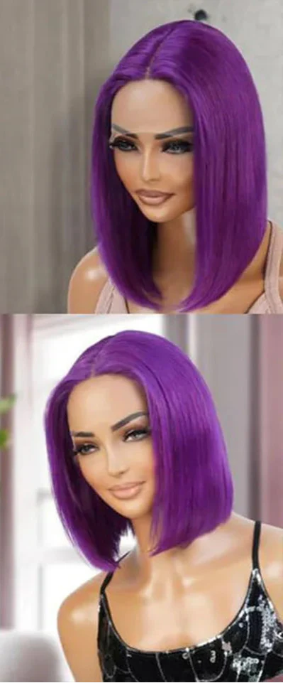 Rebecca Purple Bob Wig | 13x5x1 Transparent Lace Front Human Hair