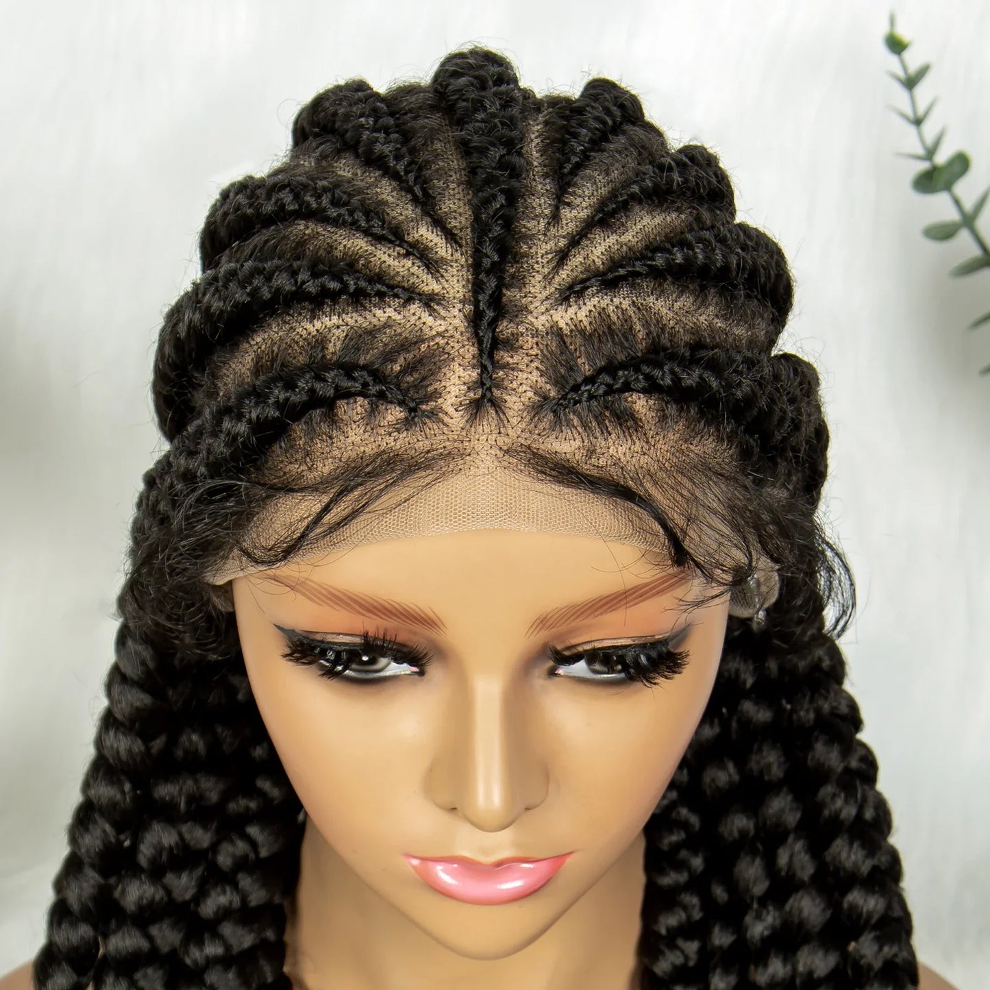 Knotless Cornrow Box Braided Full Lace Wig | Twisted Accents | Natural Hair Texture | Black Women
