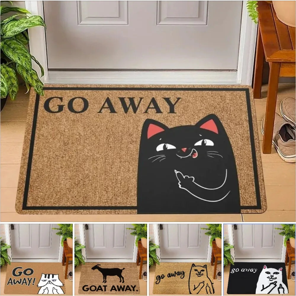 Go Away Doormat Weird Cat Rug Non-Slip All-Weather Carpet  Humorous Welcome Mat for Indoor Outdoor Entryway Home Decor  Carpet