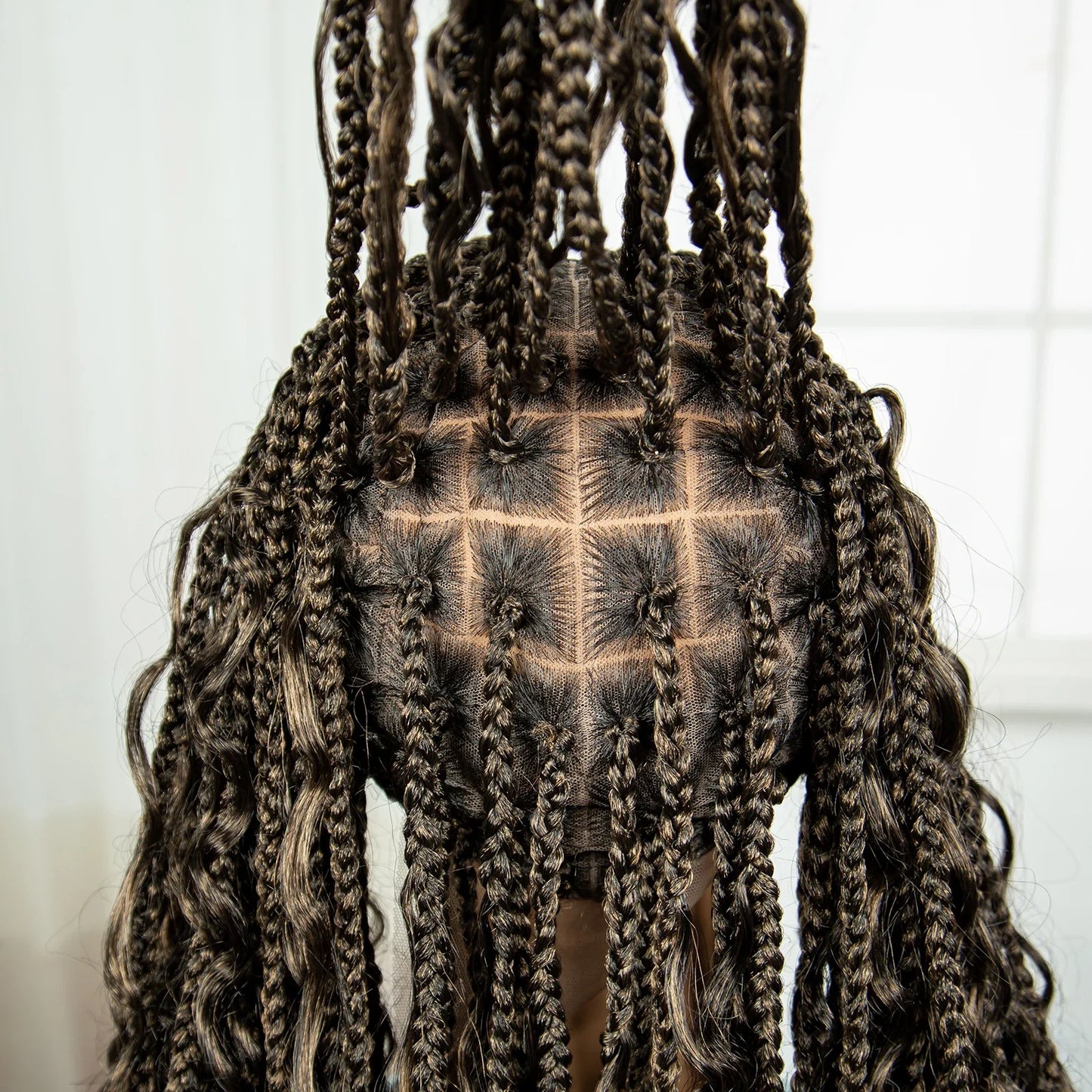 Ombre Knotless Braids Wig | Curly Ends | Full Lace | Baby Hair | Handmade