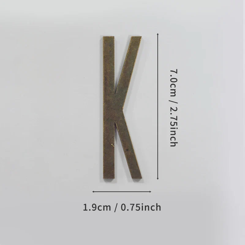 Bronze Self Adhesive House Number Metal English Alphabet Letters for Apartment Room Door Plate Table Mailbox Number Stickers 7cm