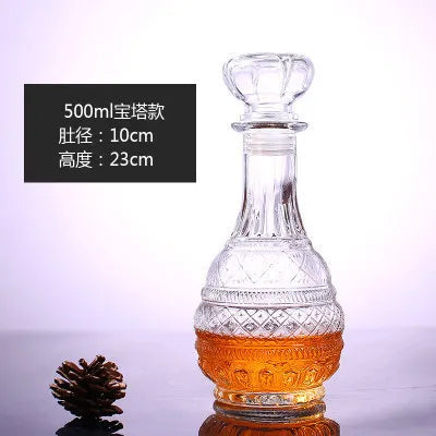 Novelty Design Multi Styles Barware Wine Glass Bottle 250-1000ml Lead-free Glass Whiskey Decanters for Liquor Scotch Bourbon