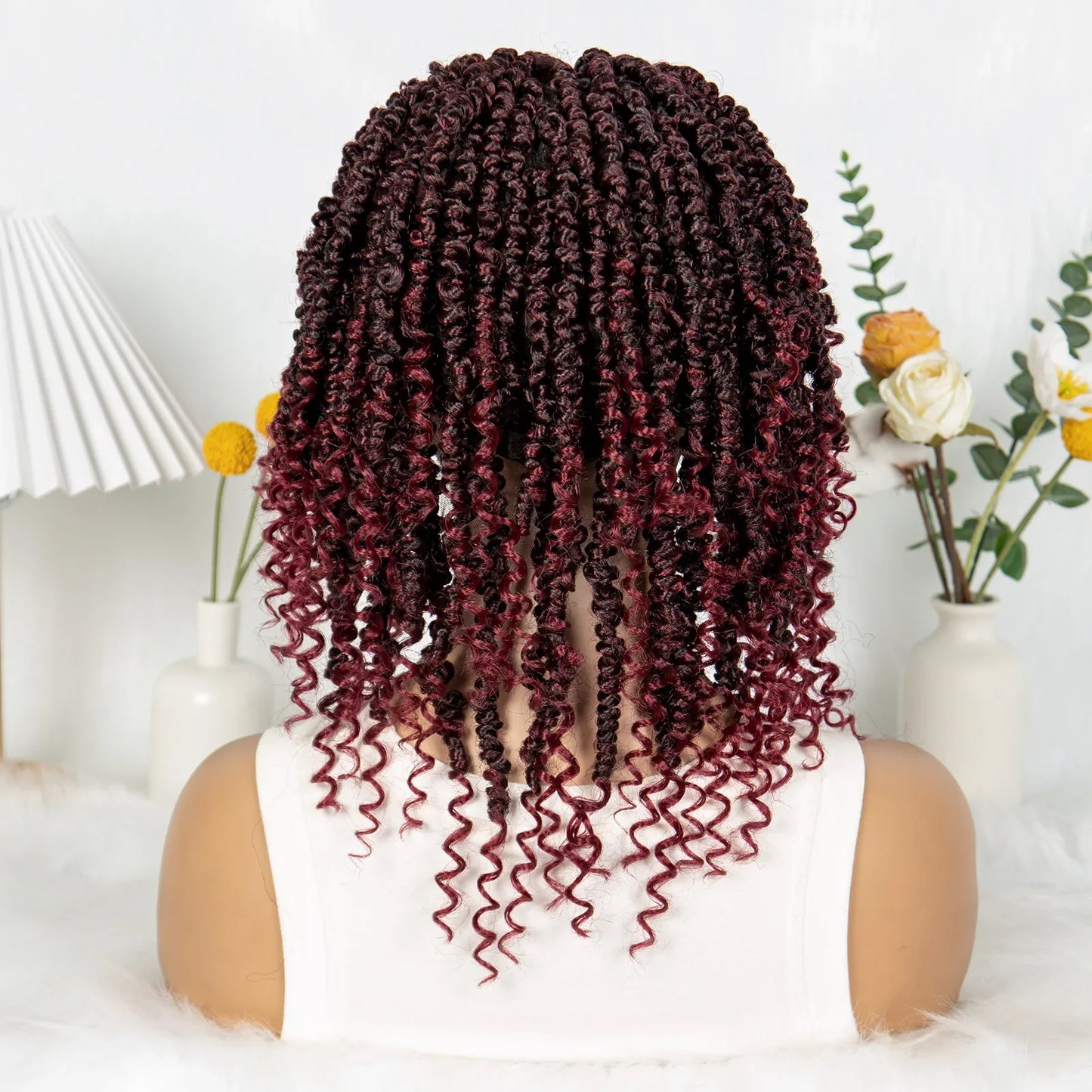 Short Length Box Braided Wig Full Lace Braided Wig Curly Hair With Baby Hair Braiding Wig Twisted Dreadlocks Wig For Women