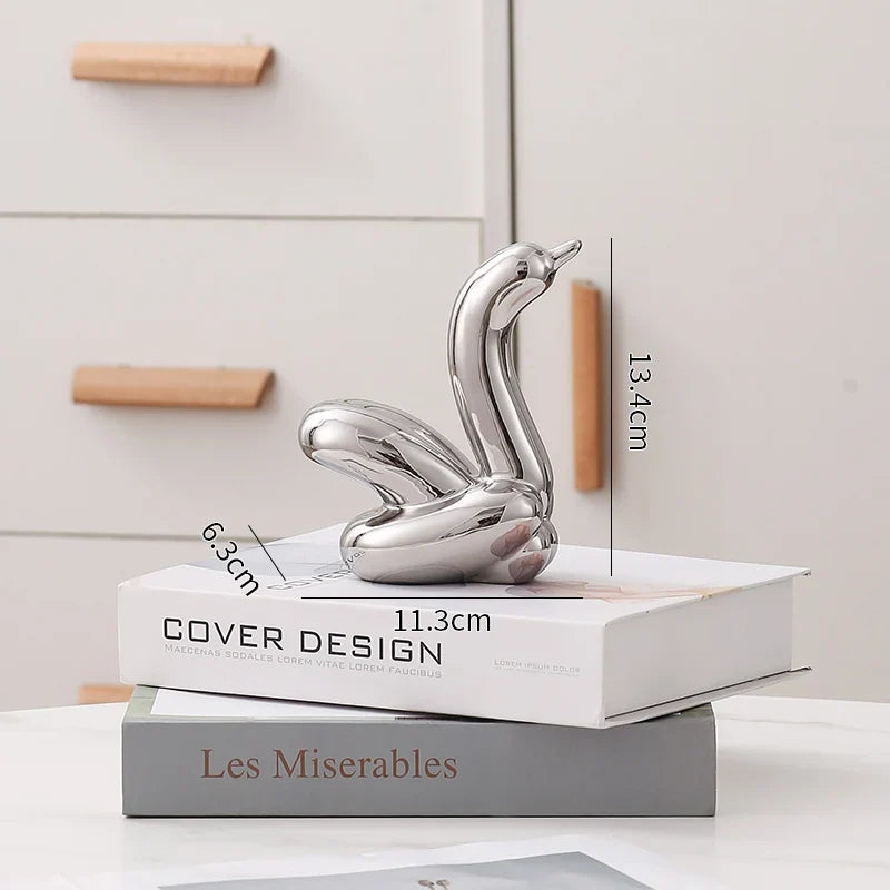 Nordic Ceramic Swan Sculpture Animal Decorative Figurine Home Decor Room Accessory Swans Decorative Item
