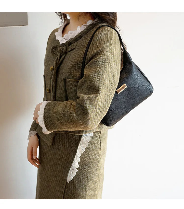 Women's Retro Solid Color PU Leather Handbag | Fashion Shoulder Underarm Casual Hobo Bag for Ladies