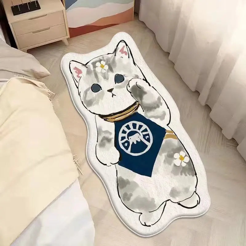Faux Cashmere Cute Cartoon Pet Carpet Home Bedroom Bedside Decorative Floor Mat Anti-slip Dirty Resistant Machine Washable Rug