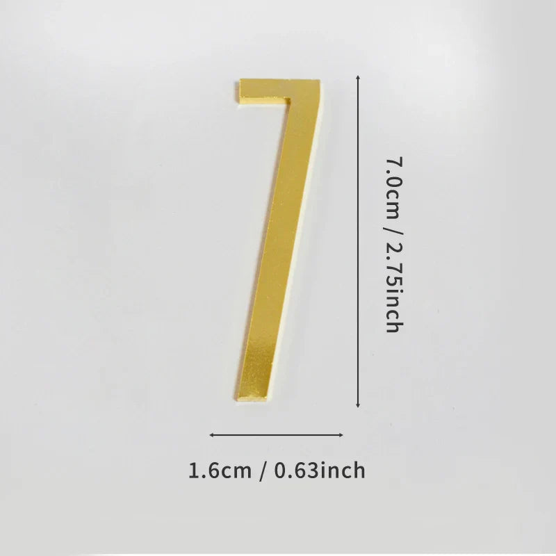 Golden Door Number with Backing Adhesive 7cm Metal House Number Apartment Door Number for Outdoor Hotel Home Mailbox Label