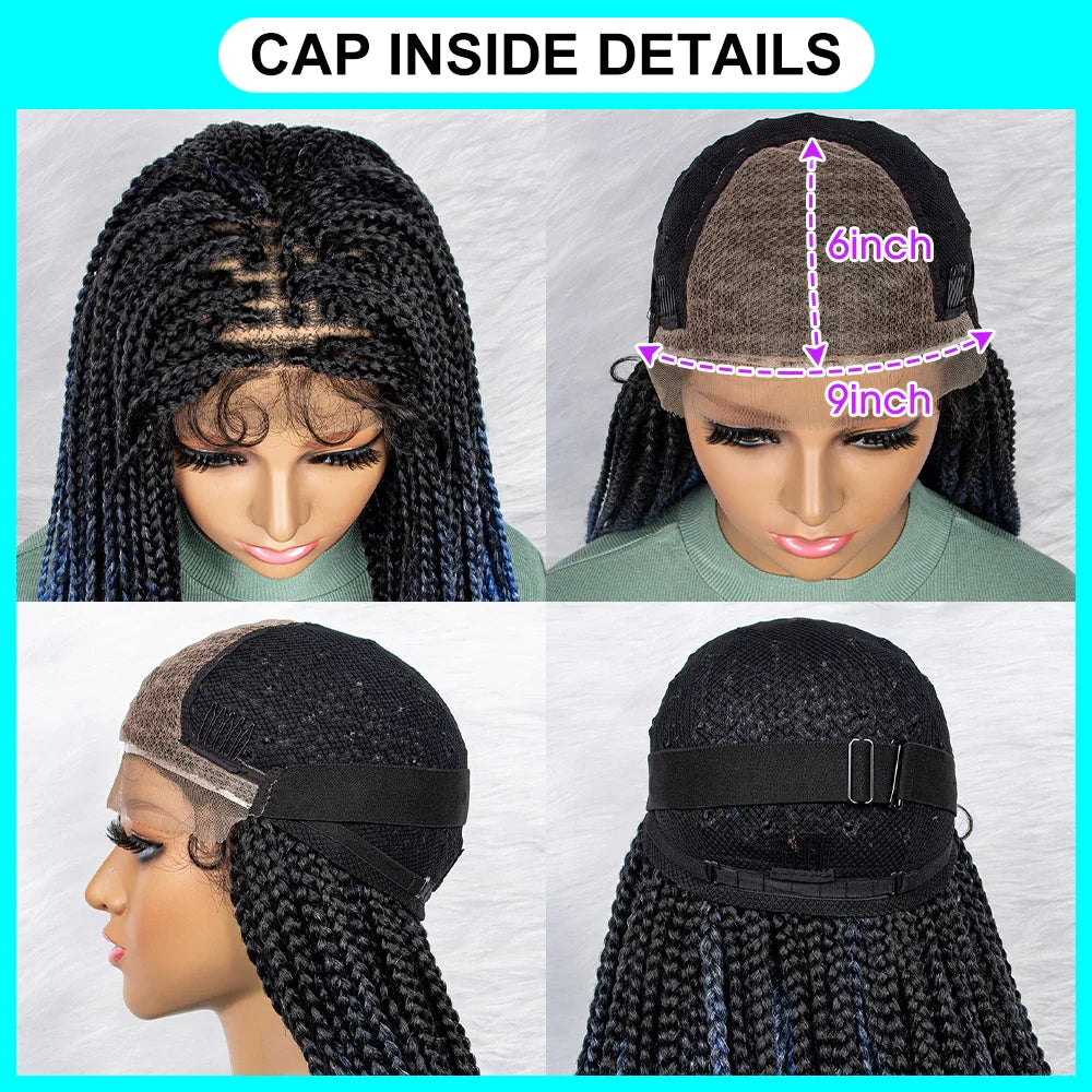 Gradient Water Wave Knotless Box Braids Wig | 9x6 Lace Front | Baby Hair