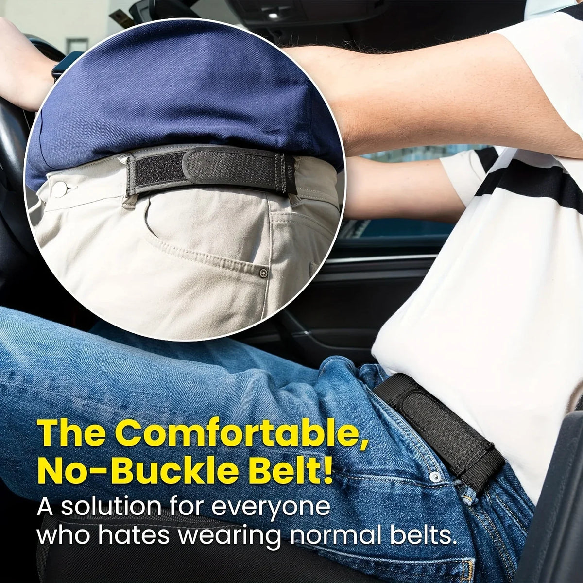4-Pack Elastic Waistbands! No Buckle, Unisex, Stretchable, Invisible & Adjustable, Machine Washable