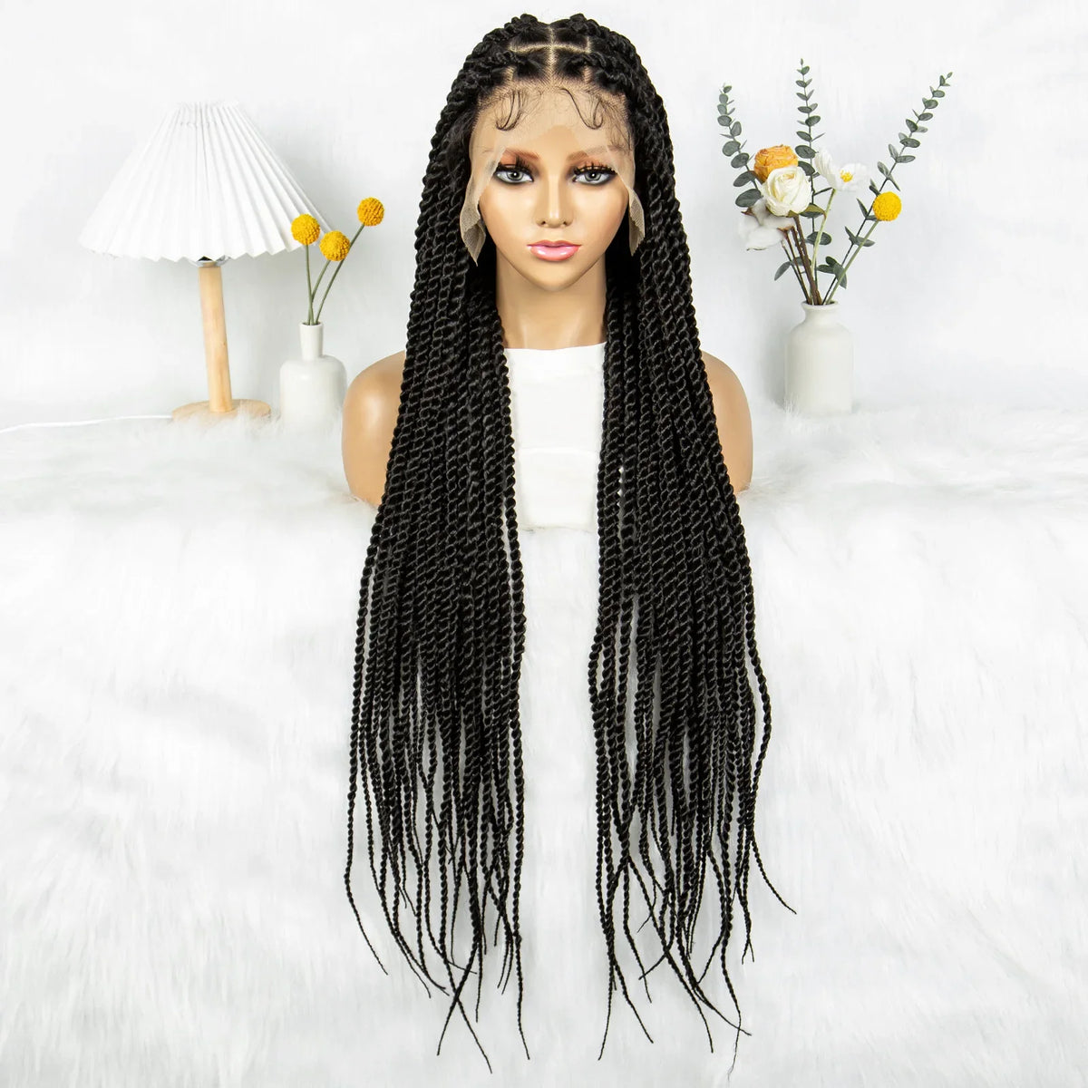 Real Shot High-Quality Twisted & Faux Locs Braided Wig | Transparent Full Lace Goddess Braids | Synthetic Hair for Black Women