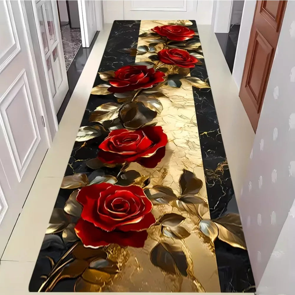 Classical Luxury Gold Flower Themed Carpet Fabric Is Comfortable Non Slip Easy Clean Perfect for Home Place or Vacation Home