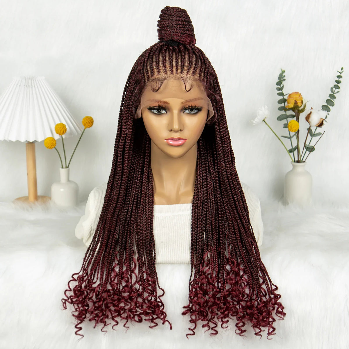 Updo Braided Wig with Curly Ends & Baby Hair | Lace Front