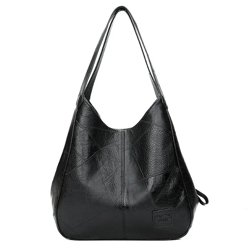 Vintage Women's Leather Shoulder Bag | Large Capacity Marble Grain Daily Commuter Handbag (Shopping Tote, Zipper & Hasp Closure)