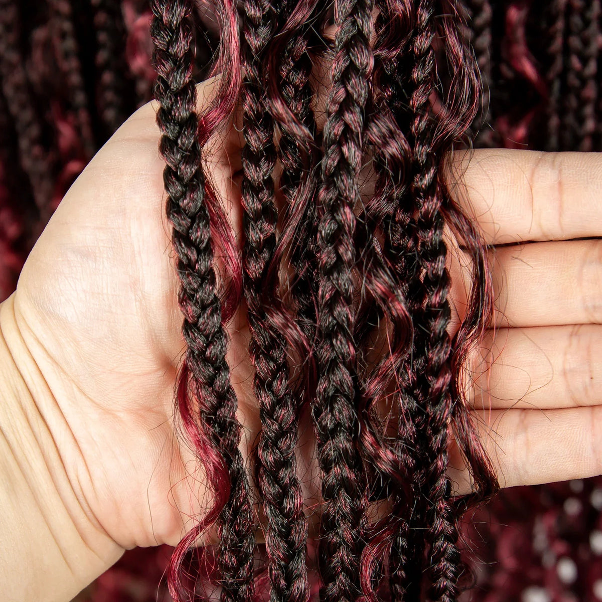 Ombre Knotless Braids Wig | Curly Ends | Full Lace | Baby Hair | Handmade